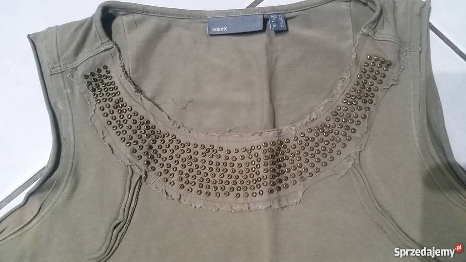 mexx koszulka khaki tshirt bez rękawów zdobiona Inny wzór Kielce