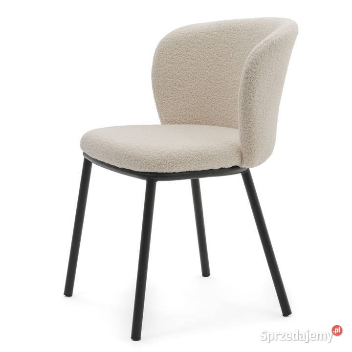 Krzesło Tapicerowane Bari Jasnobeżowe Boucle Tarchały Małe