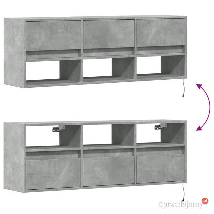 Ścienna szafka TV z LED szarość betonu 130x31x45 Warszawa sprzedam