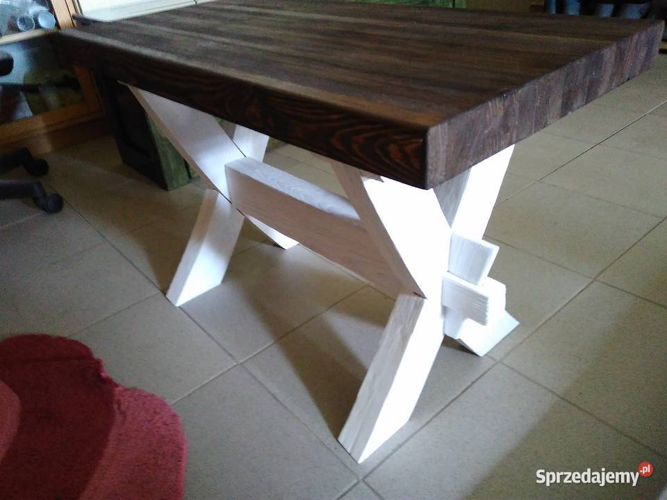 Ława drewniana stolik kawowy rękodzieło 50cm Radków