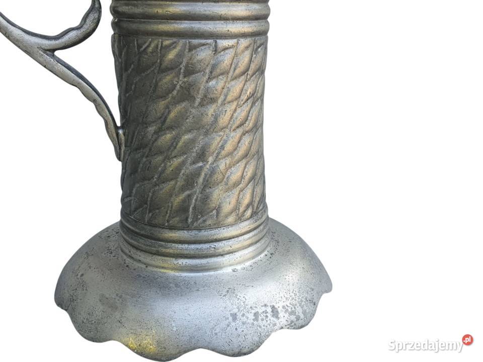 Stary Belgijski świecznik z cyny sygnowany Kolekcje