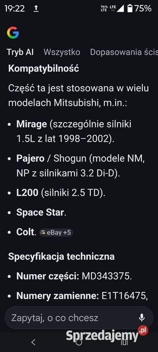 czujnik MAP SENSOR Mitsubishi MD343375 E1T16475 Wołomin
