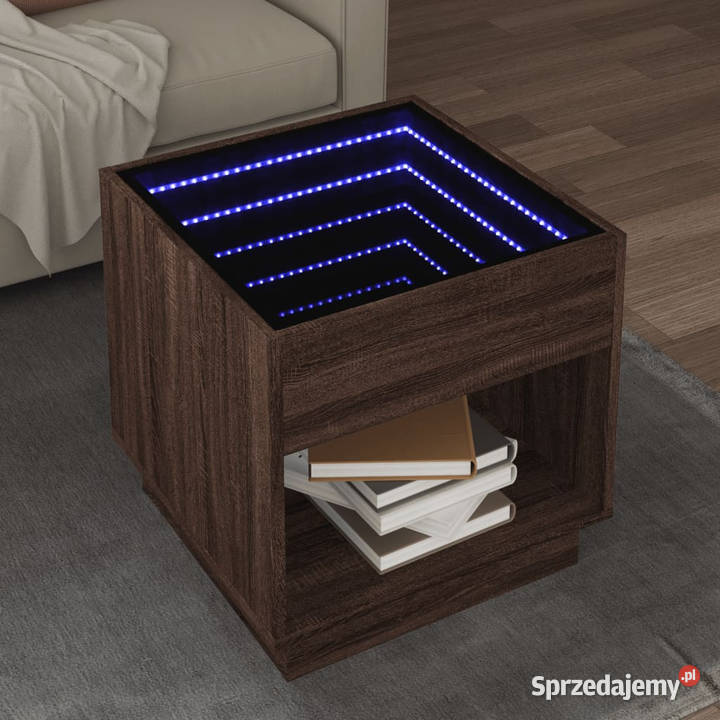 Stolik kawowy z LED Infinity brązowy dąb Warszawa
