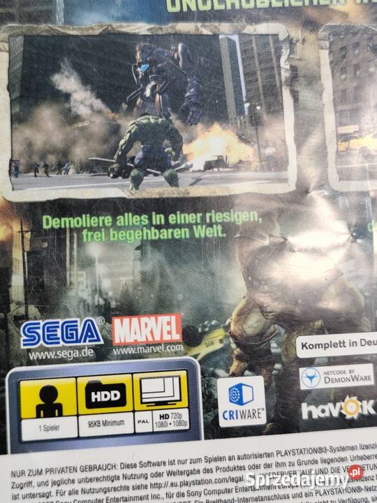 PlayStation 3 The Incredible Hulk Sony Playstation 3 Poddębice