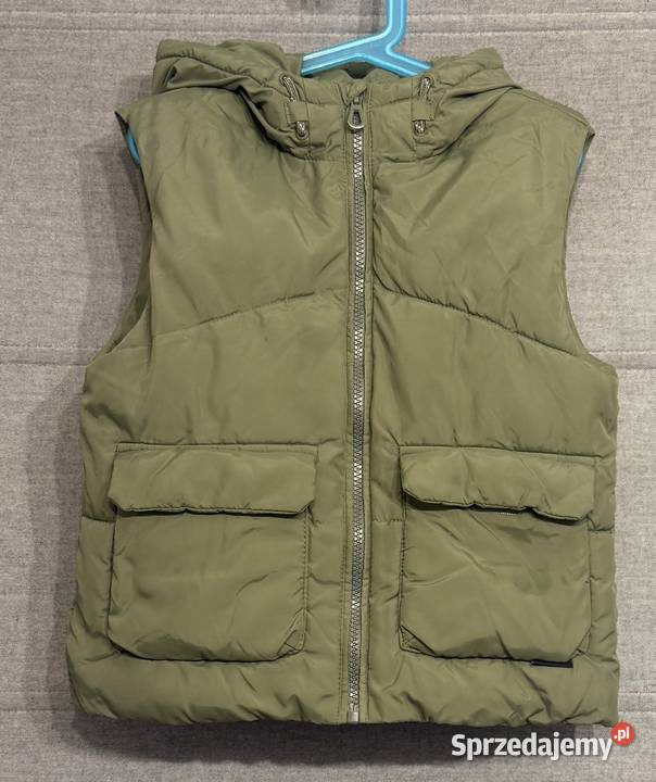 Chłopięca zielona ocieplana kamizelka z kapturem Dla Dziecka mazowieckie