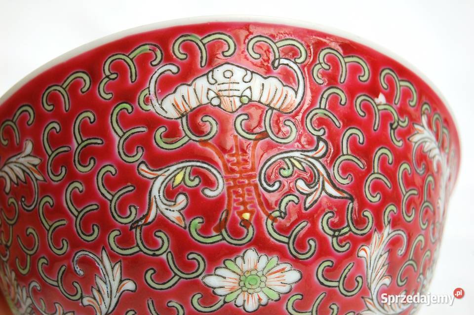Chińska miska burgundowa ręcznie malowana Dom i Ogród Lublin