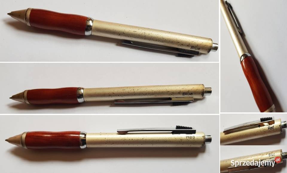 długopis z drewna tekowego czerwony niebieski Kielce