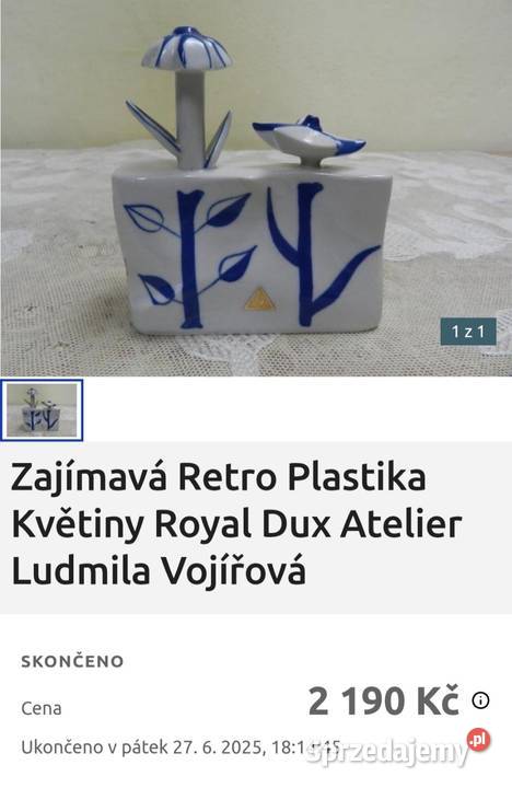 Rzeźba retro kwiaty Royal Dux Atelier sygnowana Pabianice