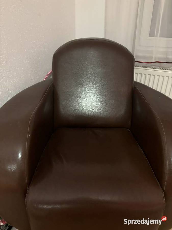 Fotel brązowy skórzany Skowieszyn sprzedam