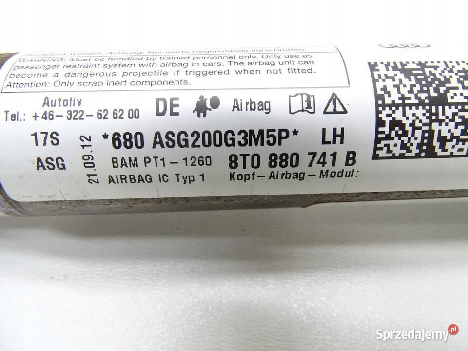KURTYNA POWIETRZNA AIRBAG LEWA AUDI A5 8T 3D