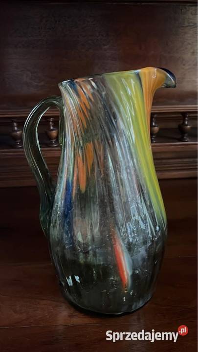 Dzbanek szklany Szkło kolorowe Czasy Prl