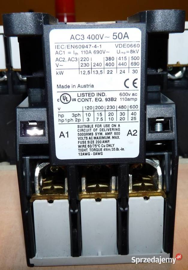 STYCZNIK SCHRACK 3P 22kW 50A AC3 CEWKA 230V AC łódzkie Łódź