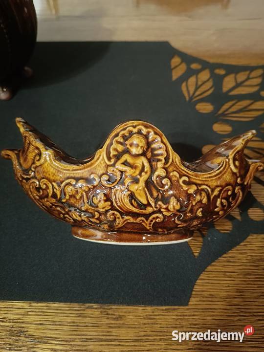 Ikebana fajans naczynie misa żardiniera PRL kujawsko-pomorskie Lipno