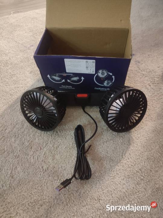 Wentylator samochodowy USB podwójny obrotowy