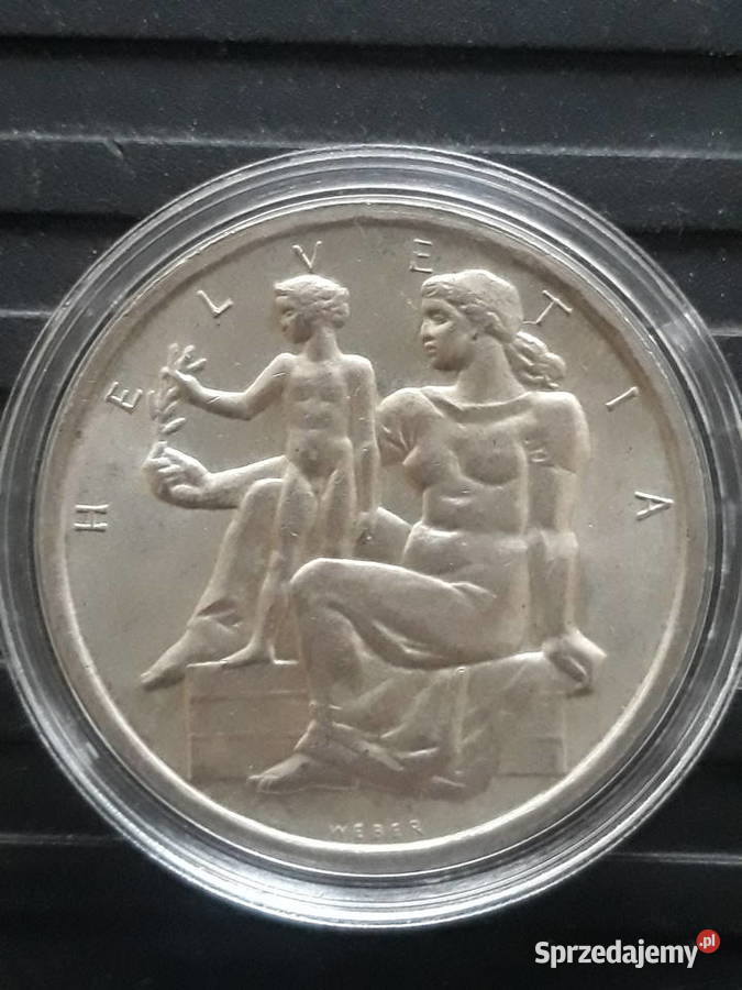 5 Franków Szwajcaria 1948 r Rocznica Konin