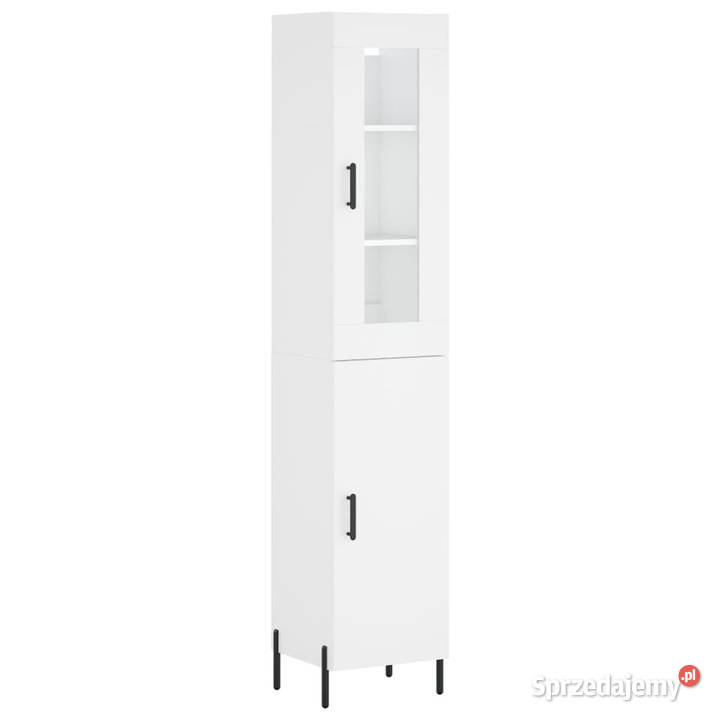 Wysoka szafka biała 345x34x180 materiał mazowieckie