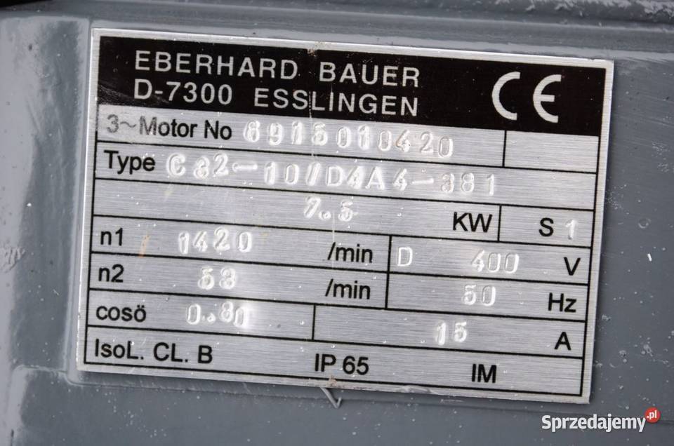 Motoreduktor 75kw 53obrmin Bauer Pozostałe Kargowa