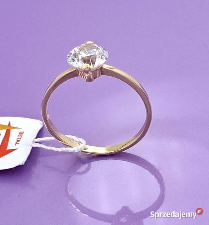 Pierścionek r16 Złoty pr585 classic z jednym Poznań