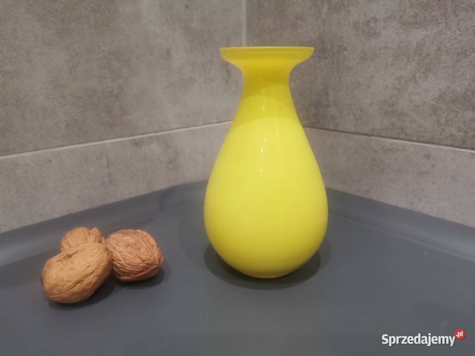 Stary mały żółty wazon design PRL Siemianowice Śląskie sprzedam