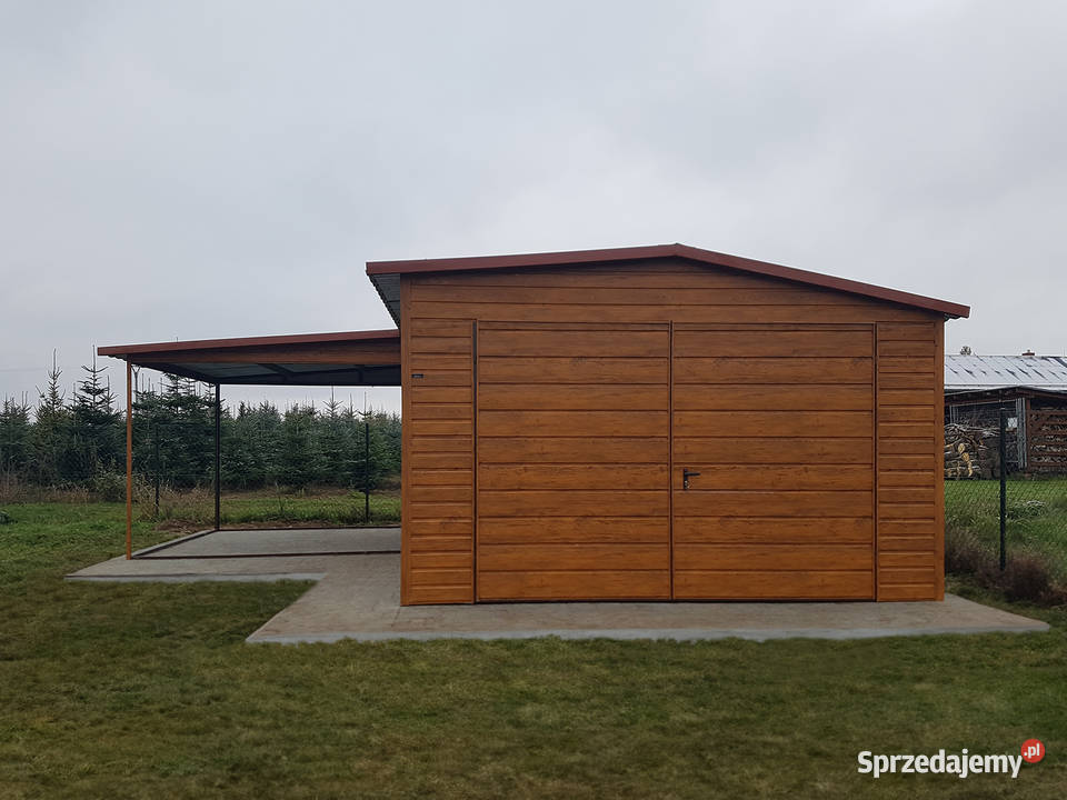 Blaszany garaż 4x6m wiatka 33 złoty dąb jasny Kraków