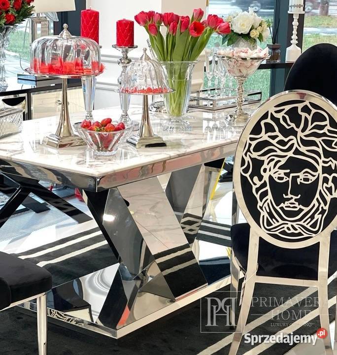Krzesło glamour czarne na stalowych nogach 49cm Warszawa