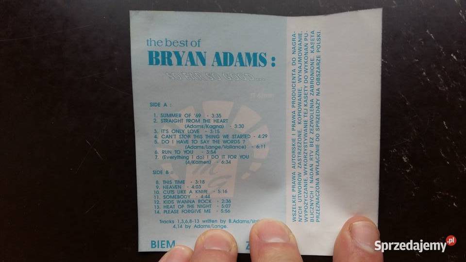 Kaseta magnetofonowa Bryan Adams So far so good podlaskie Siemiatycze