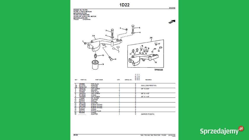 John Deere 7600 7700 7800 katalog części
