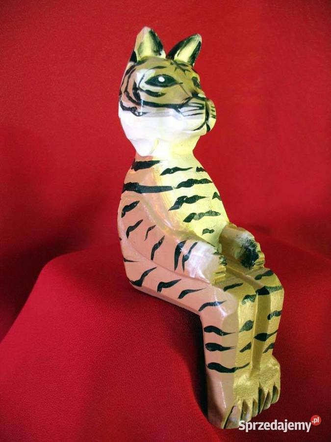 Kot kotek drewniana stara figurka z Bali 14x 6 x Siedlce