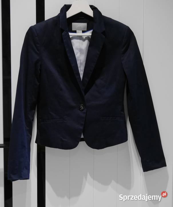 HM śliczna elegancka marynarka 34 XS niebieski Wrocław sprzedam