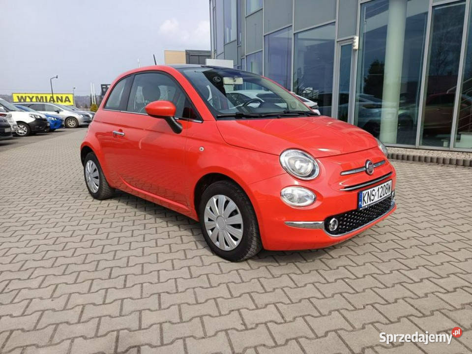 Fiat 500 Lounge 12 69 serwisowany panorama VAT23 czerwony 500 Nowy Sącz
