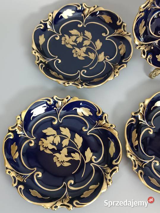 Ilmenau Echt Kobalt Zestaw 6 Talerzy Deserowych Porcelana i szkło Warszawa sprzedam