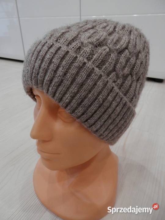 Czapka Wełniana Wełna Wiskoza Beanie Warkocze Łomża sprzedam