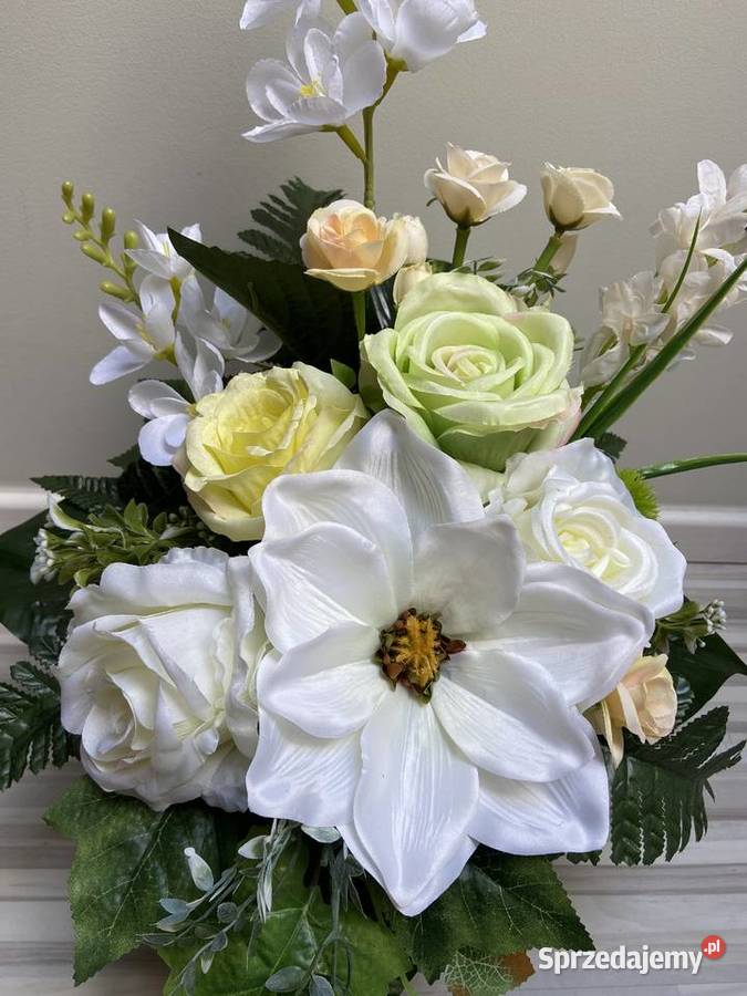 Kompozycja kwiaty sztuczne cmentarz stroik grób Pozostałe Kalisz