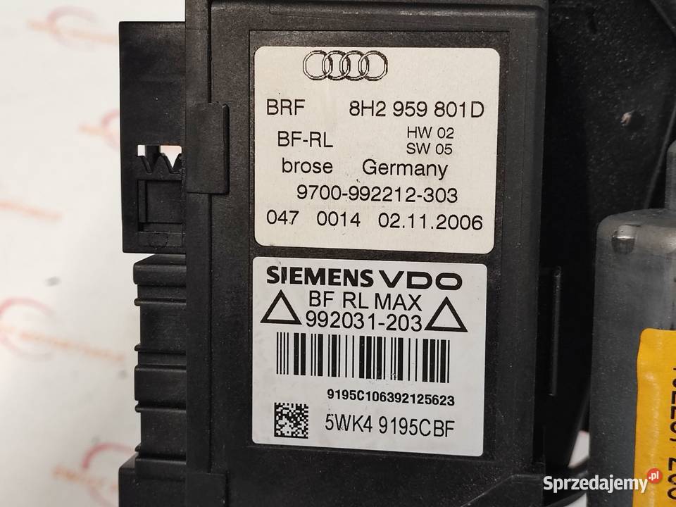 AUDI A4 B7 III 07r podnośnik szyby lewy przód Mechanizmy opuszczania szyb
