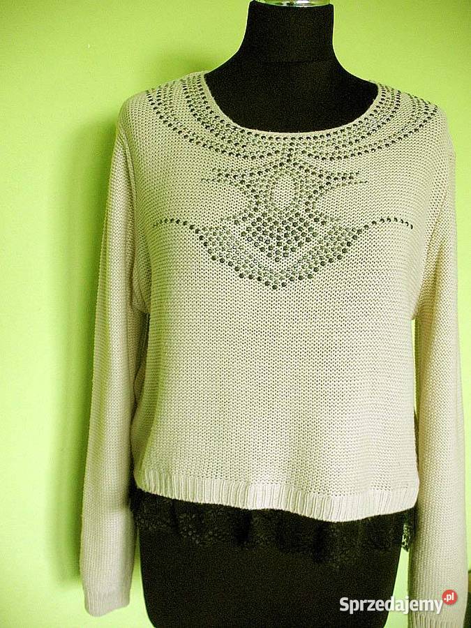 Bluzka krótki sweter z koronką 40 L biust 96 Atmosphere