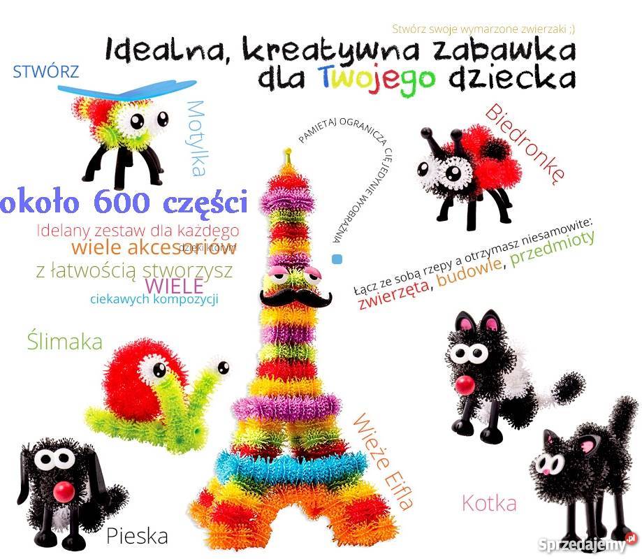 MEGA ZESTAW Bunchems Kolorowe RZEPY 600 el HIT Plastik  Kielce