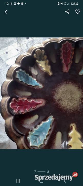 Piękny talerz duży brązowy kolorowe liscie Maków Mazowiecki