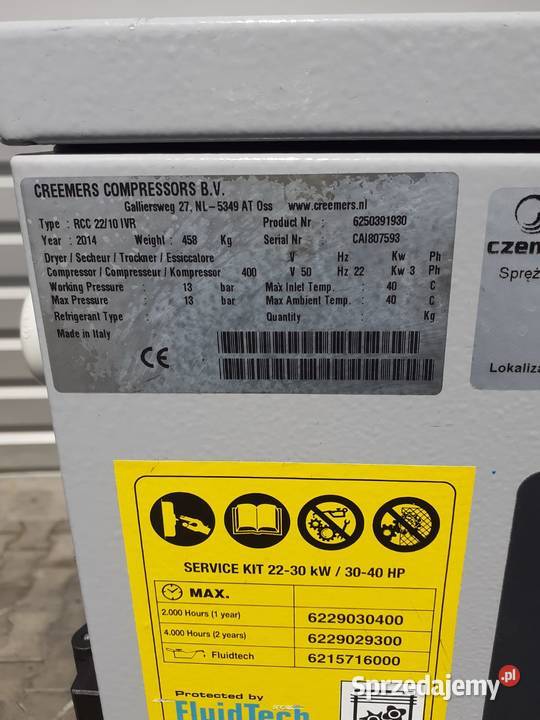 Sprężarka CREEMERS RCC 2210 IVR22KW S013766 Wilków sprzedam
