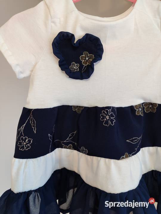 Sukienka dziewczynki biała granatowa krótki Lipnica