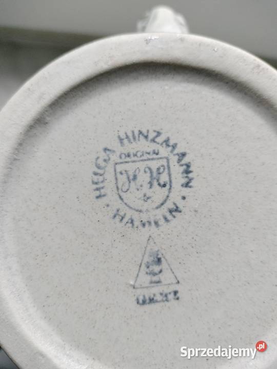 Duży kufel gliniany z deklem z cyny Jerz Pozostałe