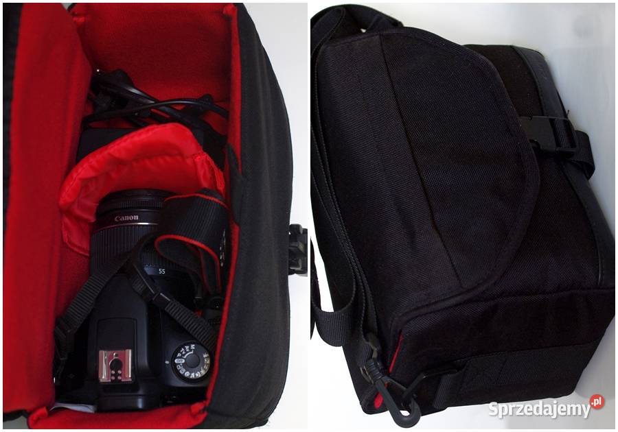 Canon eos 4000D z obiektywem i torbą na aparat Łomianki