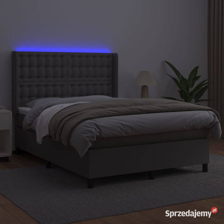Łóżko kontynentalne z materacem i LED szara mazowieckie sprzedam