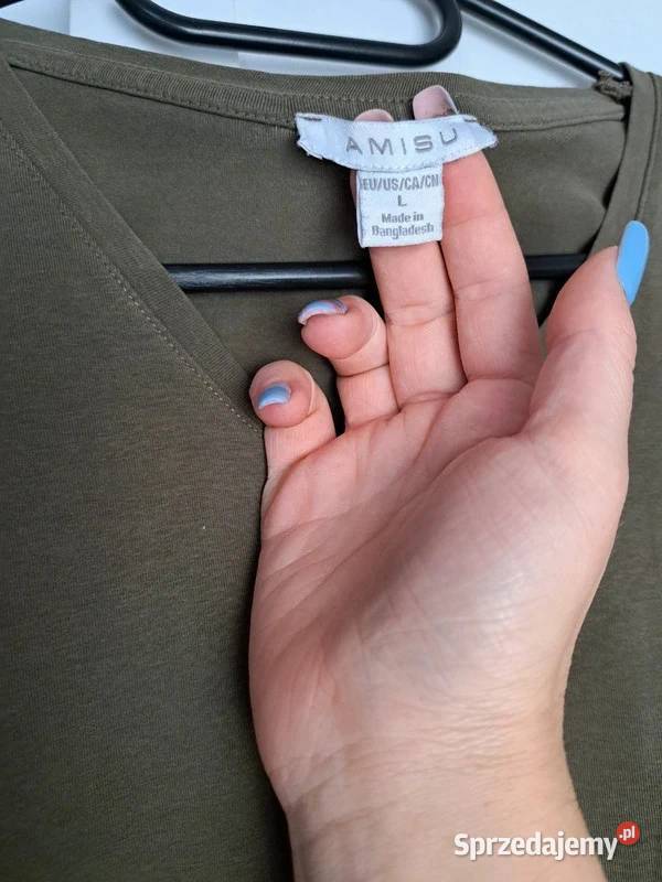 Khaki Tshirt Amisu L idealny do przeróbek na zielony sprzedam