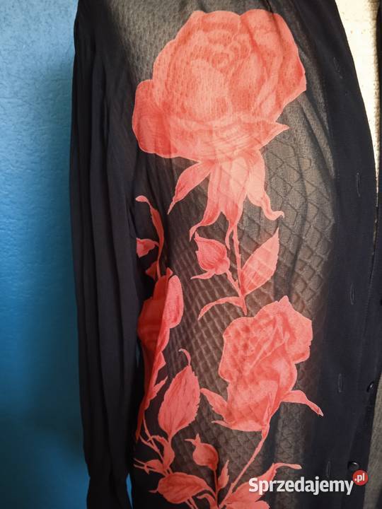 BLUZECZKA Z ŻORŻETY W CZERWONE RÓŻE r 38 Rozmiar 38(M) Moda i Styl Piła