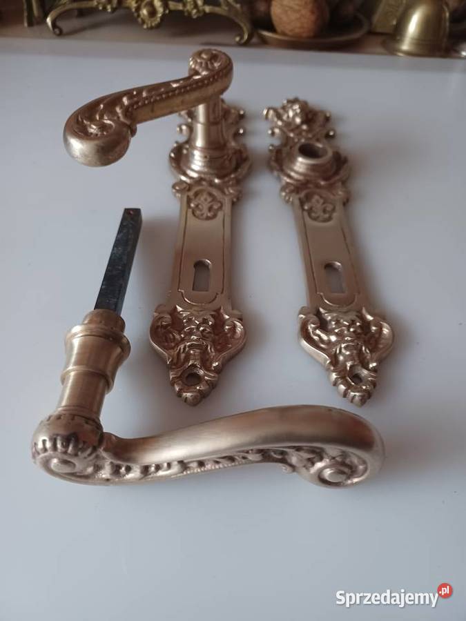 Piękny komplet szyldów i klamek Mosiądz sprzedam