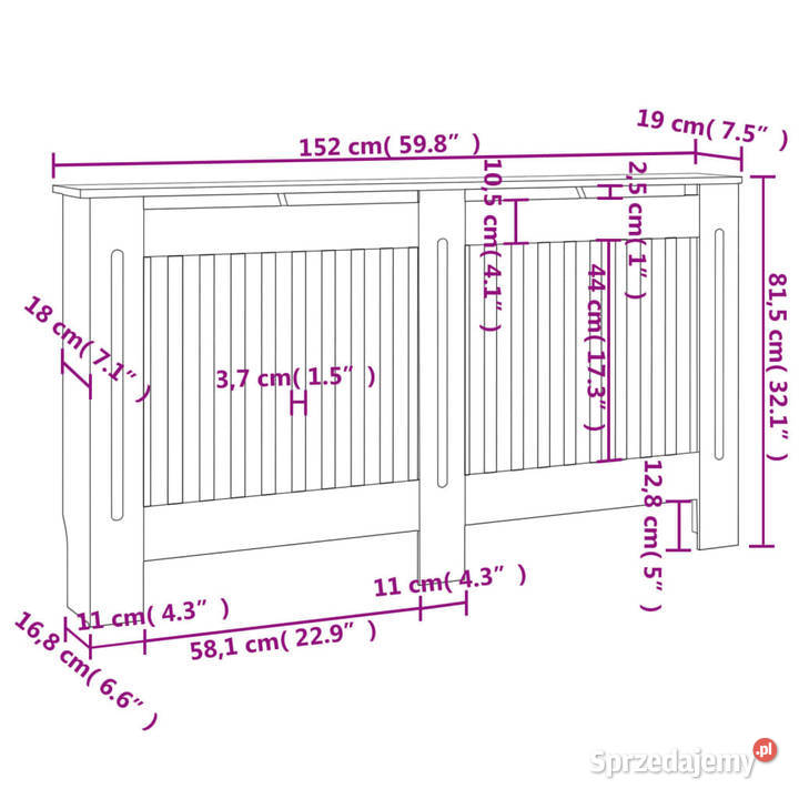 Osłona na kaloryfer 152x19x815 MDF WM288178 Warszawa