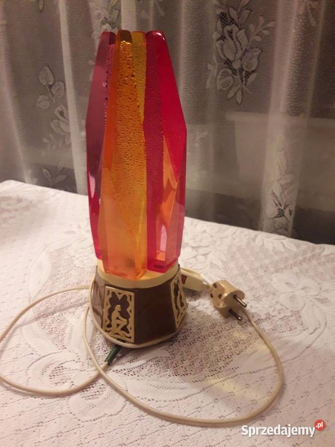Lampka nocna kryształy lampa stołowa brązowa PRL Piotrków Trybunalski