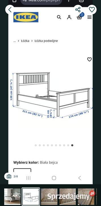 Łóżko drewniane białe Ikea 160x200 Harklowa