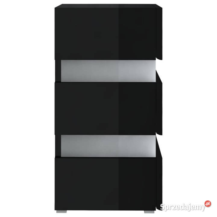 Szafka nocna z LED wysoki połysk czarna 45x35x67