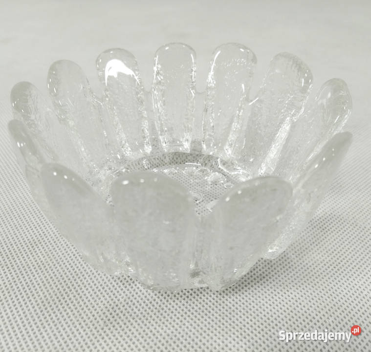 Szklany świecznik Magnor Glassverk Norwegia lata Porcelana i szkło Zielona Góra